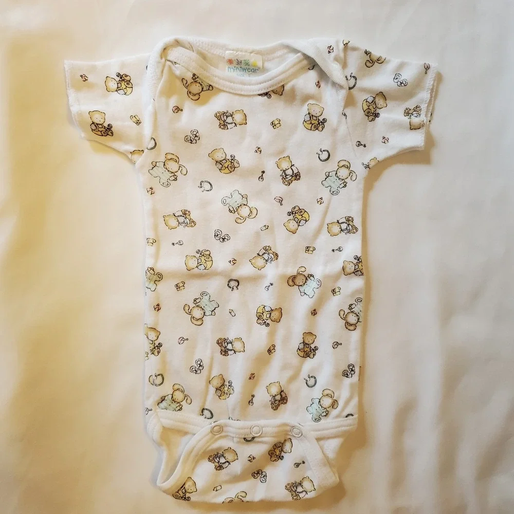 Miniwear Baby All Over Print Bear Animal Bodysuit Outfit Small